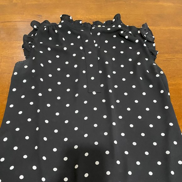 Polka Dot Ruffle Sleeve Shell Top - Picture 2 of 5